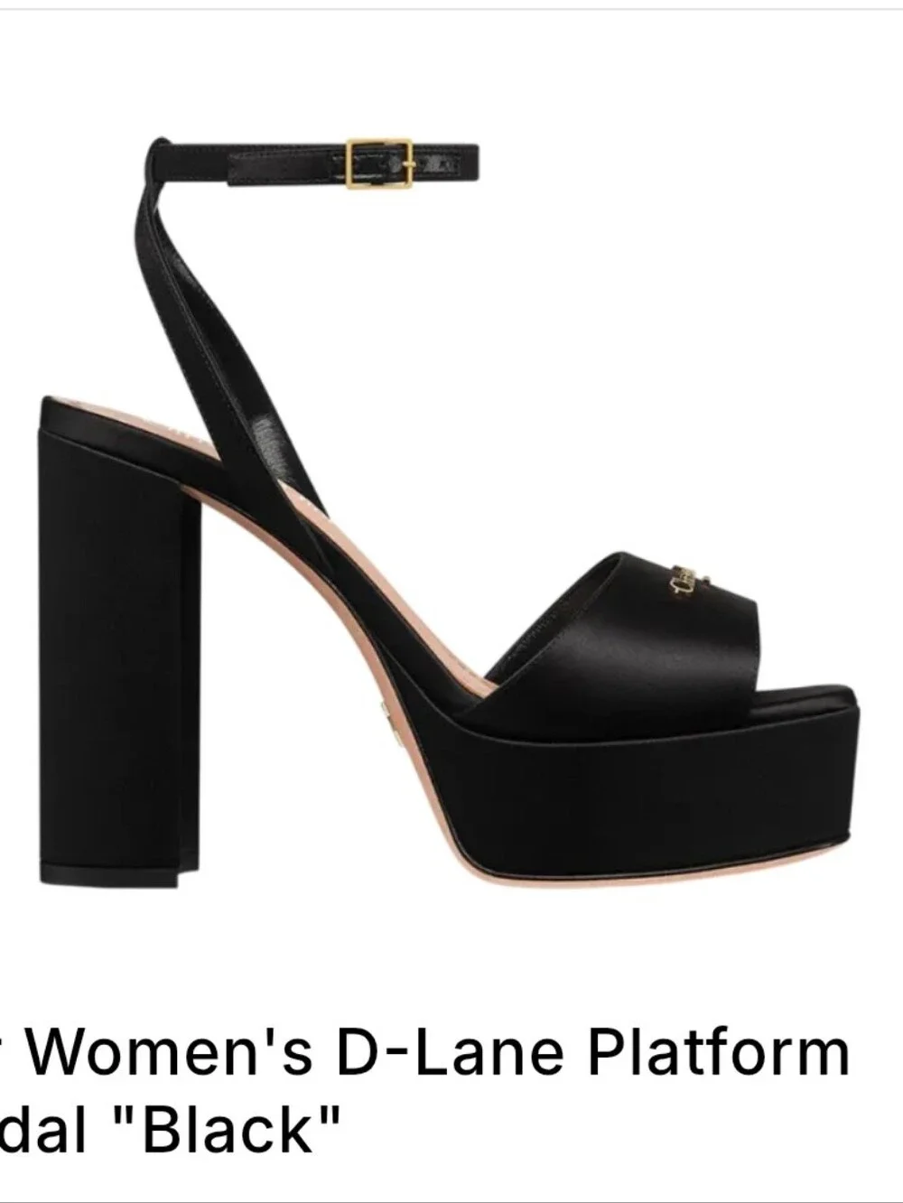 $1,300 Dior D-Lane Logo Heeled Platform Sandal Silk Black EU 37 US 7 BNIB
